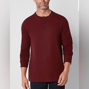 St. John's Bay Men's Size Small Super Soft Waffle Knit Henley Shirt Thermal NEW